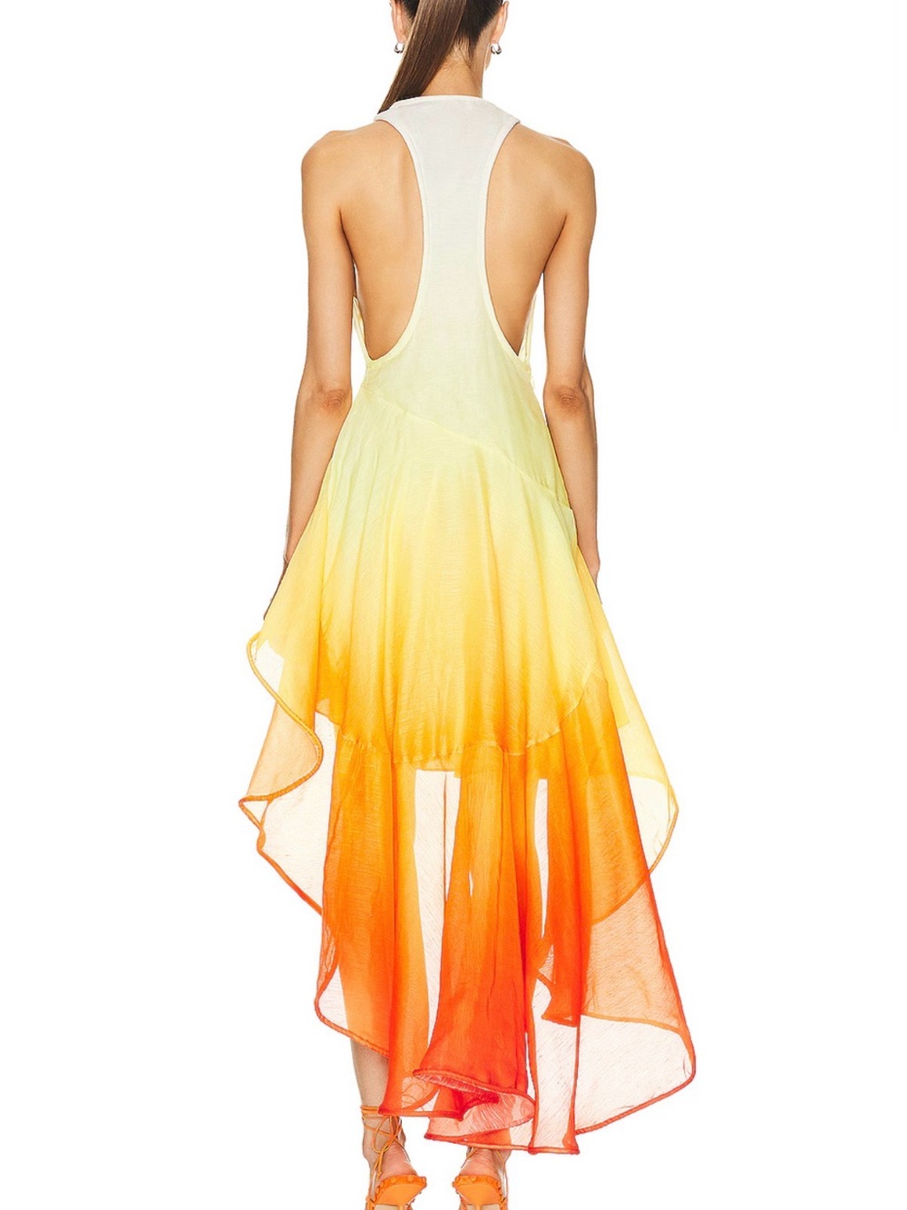 Zimmermann Yellow-to-Orange Ombre Halter High-Low Dress - Picture 3 of 4